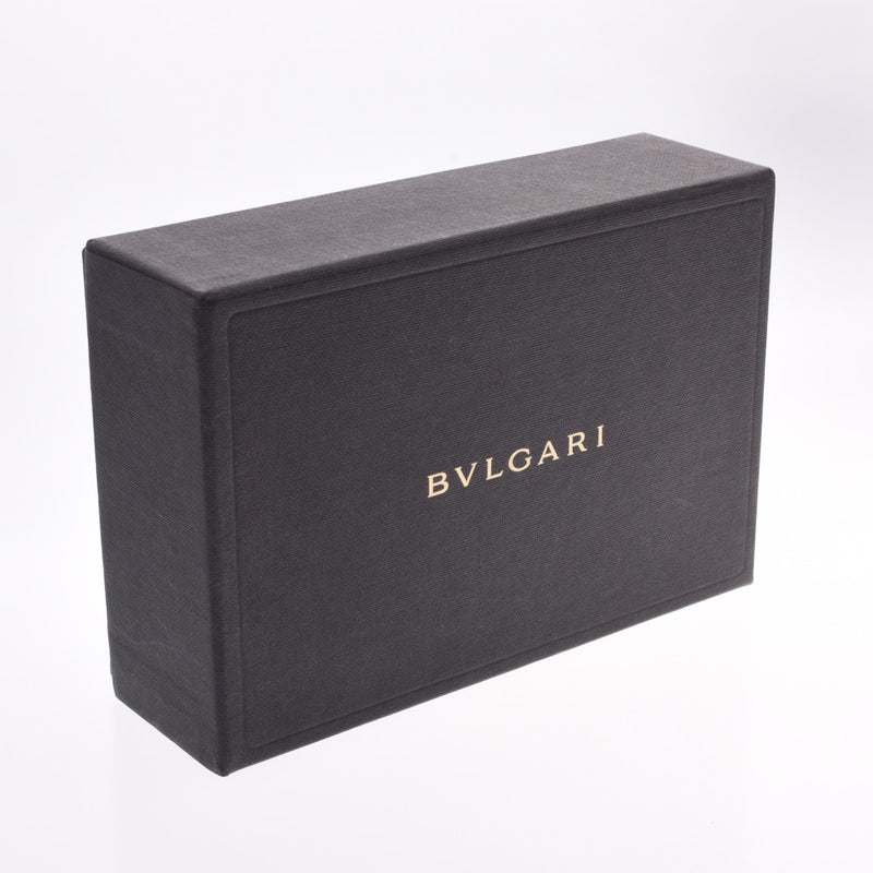 BVLGARI Bulgari pouch wallet black gold metal fittings Lady's calf folio wallet B rank used silver storehouse