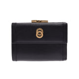 BVLGARI Bulgari pouch wallet black gold metal fittings Lady's calf folio wallet B rank used silver storehouse