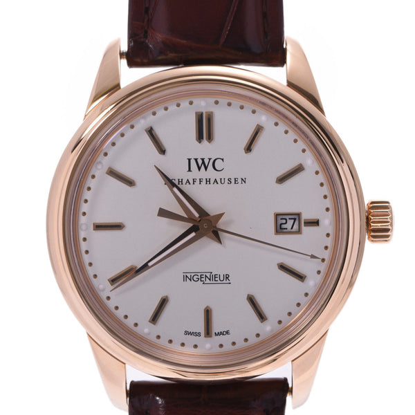 IWC SCHAFFHAUSEN Aida Breuch Schaffhausen vintage insepiece IW323303 men'S PG / leather watch automatic roll White Dial A Rank silver stock