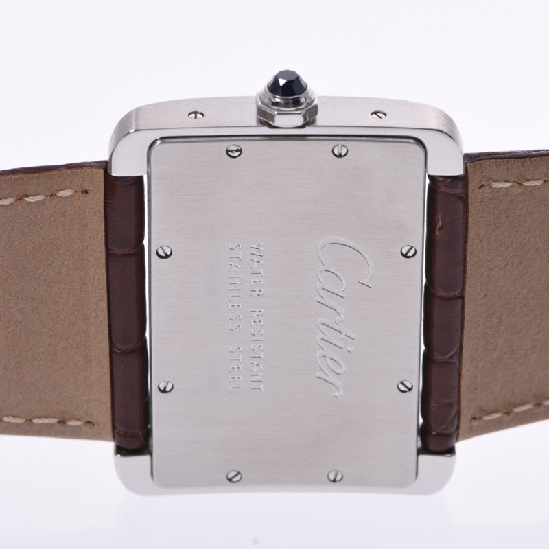 CARTIER カルティエ タンク ディヴァンLM メンズ SS/革 腕時計 クオーツ 白文字盤 Aランク 中古 銀蔵