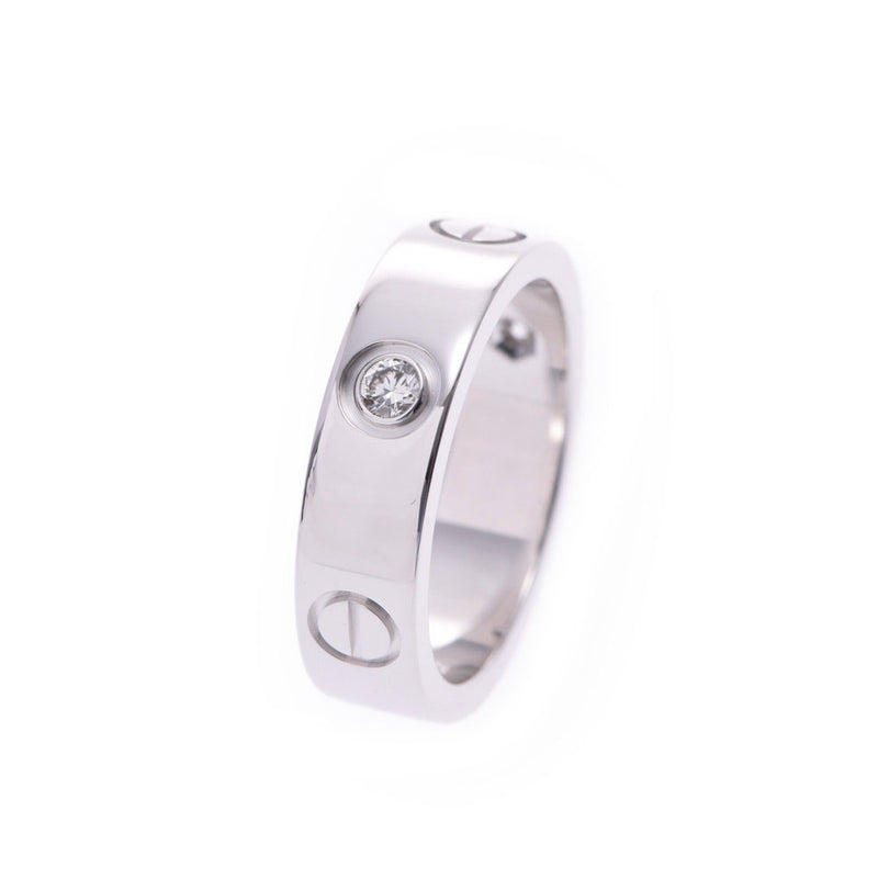 卡地亚Love Ring Half Diamond＃54 13.5 No.女士K18WG /钻石戒指/戒指A级二手Ginzo