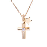 EYEFUNNY cross charm necklace unisex K18YG diamond necklace A rank used Ginzo