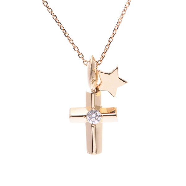 EYEFUNNY cross charm necklace unisex K18YG diamond necklace A rank used Ginzo