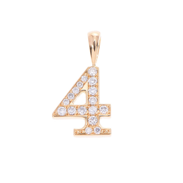EYEFUNNY number 4 unisex K18YG diamond pendant top A rank used Ginzo