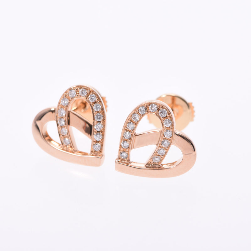 CELINE Celine Heart Earrings Women's K18/Diamond Earrings A Rank Used Ginzo