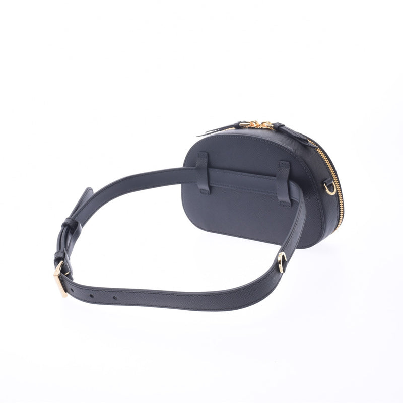 PRADA Prada Odette 2WAY Belt Bag Shoulder Bag Black Gold Hardware 1BL023 Unisex Saffiano Body Bag Unused Ginzo