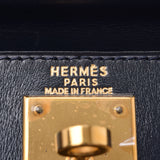 HERMES エルメス ケリー 28 外縫い ハンドバッグ 紺 ゴールド金具 □A刻印(1997年頃) レディース BOXカーフ 2WAYバッグ Aランク 中古 銀蔵