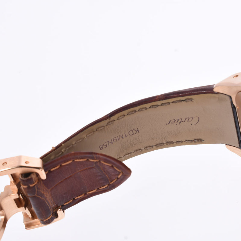 CARTIER 卡地亚桑托斯 100MM W20108Y1 男士 PG/皮革手表自动绕组白色表盘 A 级二手银藏