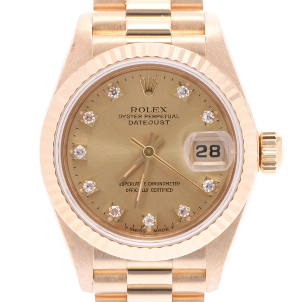 ROLEX Rolex: Dytojast 10P Diamond: 69178G Ladies: YG wristwatch, automatic winding champagne, Class A, used in silver.
