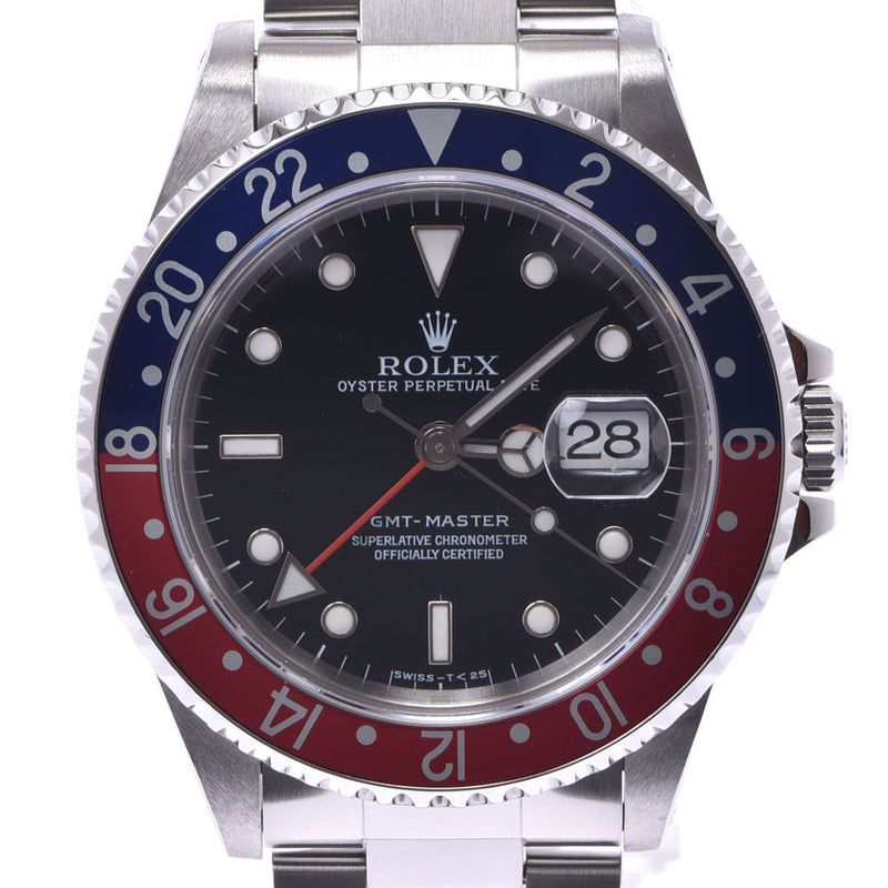 ROLEX Rolex GMT Master Red-Blue Bezel 16700 Men's SS Watch Automatic Winding Black Dial A Rank Used Ginzo