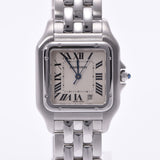 CARTIER Panther MM Ladies SS Watch Quartz Ivory Dial AB Rank Used Ginzo