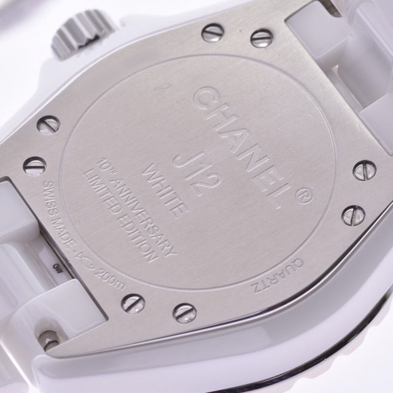 CHANEL シャネル J12 33mm ホワイトファントム LIMITED H3442 ボーイズ 白セラミック 腕時計 クオーツ 白文字盤 Aランク 中古 銀蔵