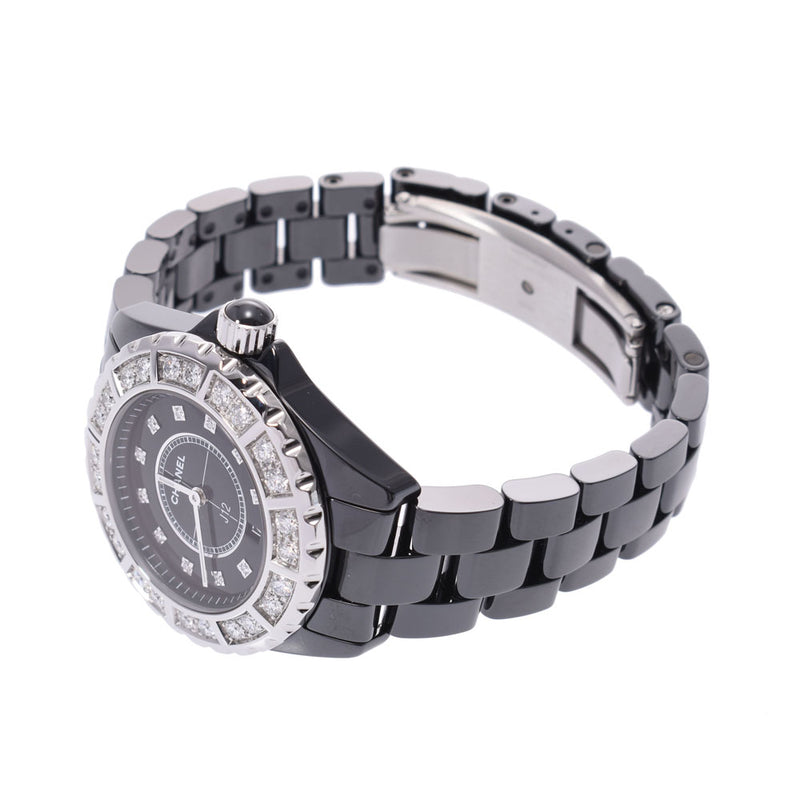 シャネルJ12 33mm ラージダイヤベゼル 11Pダイヤ 黒 ボーイズ 腕時計 