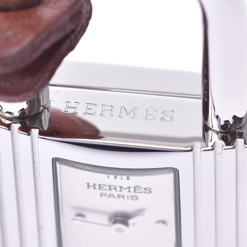 HERMES Kelly crochet watch KE1.210 □G engraved (around 2003) Boys GP leather watches Other quartz white dial B rank used silver