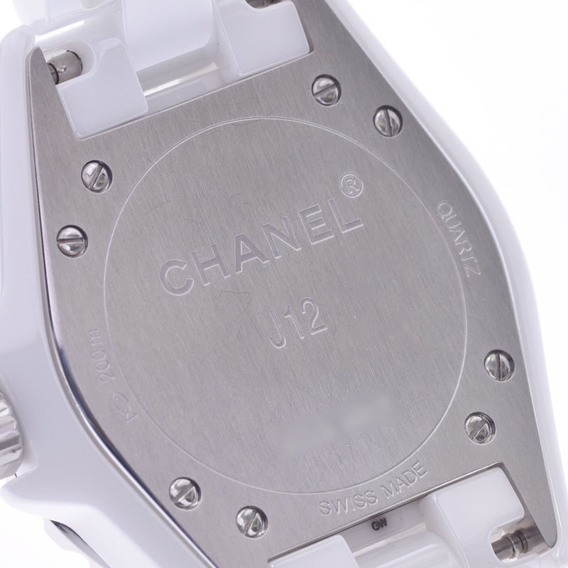 CHANEL シャネル J12 33mm 8Pダイヤ SS H2422 ボーイズ セラミック/SS 腕時計 クオーツ シェル文字盤 ABランク 中古 銀蔵