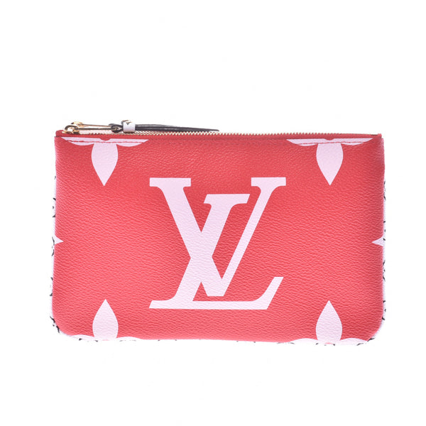LOUIS VUITTON Louis Vuitton giant monogram pochette Doe bulldog zip red / pink / white M67561 Lady's shoulder bag newly used goods silver storehouse