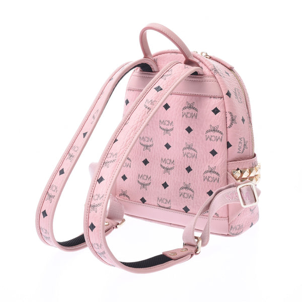 MCM MCM Backpack Mini Side Studs Pink/Gold Studs Ladies Leather Backpack Day Pack AB Rank Used Ginzo