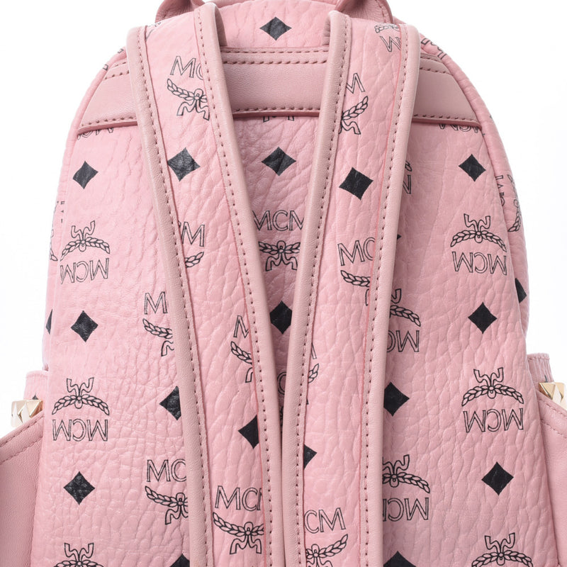 MCM MCM Backpack Mini Side Studs Pink/Gold Studs Ladies Leather Backpack Day Pack AB Rank Used Ginzo
