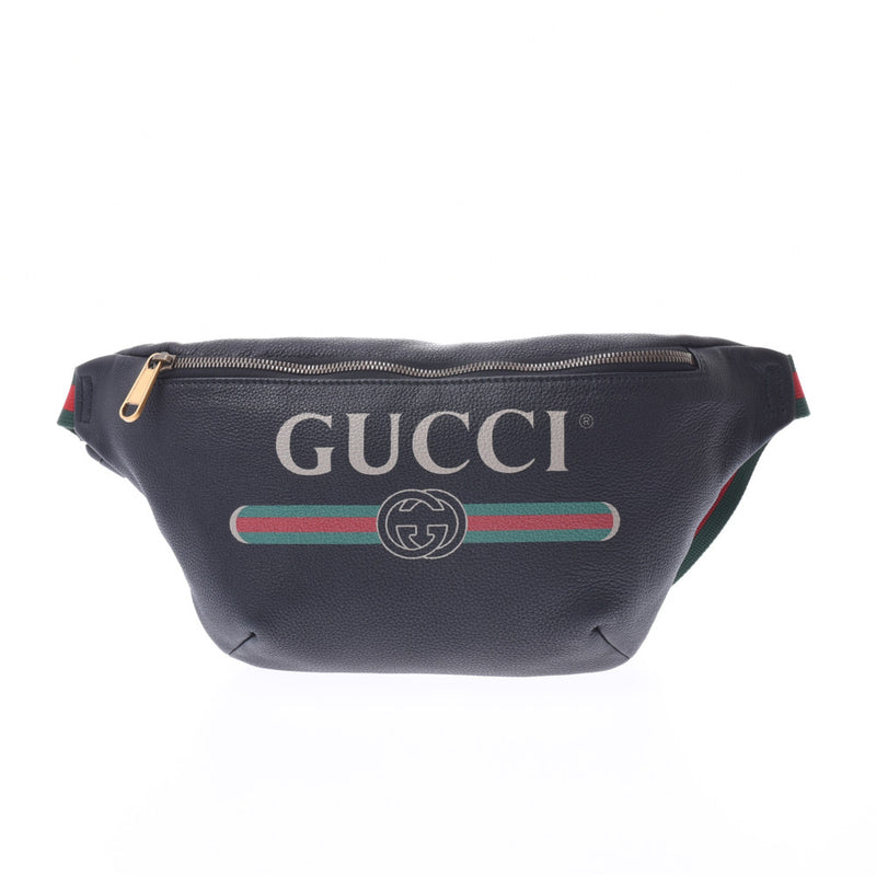 Gucci belt bag Gucci print black unisex leather body bag 530412