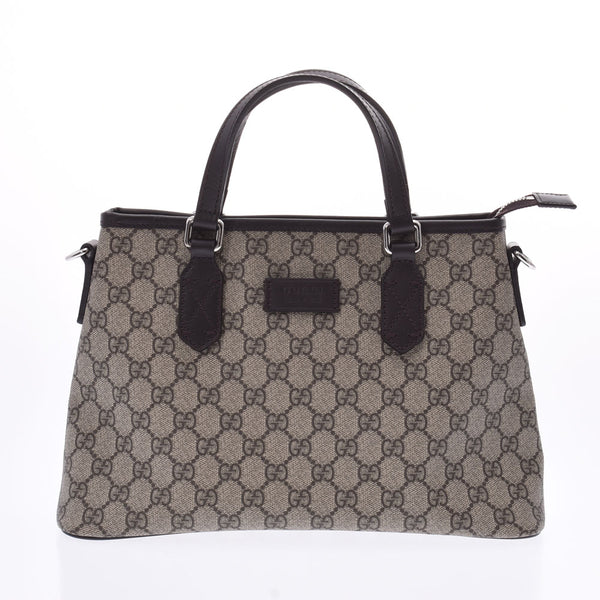 GUCCI Gucci GG スプリーム 2WAY bag beige / brown 429019 lady's GG スプリームキャンバスレザートートバッグ A rank used silver storehouse