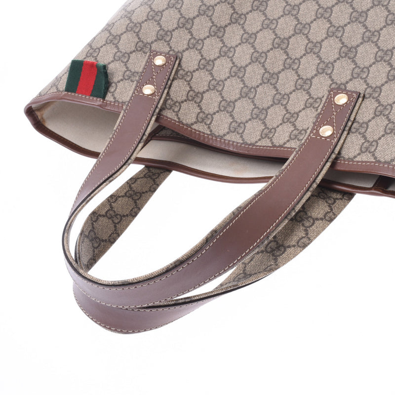 GUCCI グッチ GGプラス シェリーライン グレージュ/ブラウン 211134 ユニセックス GGスプリームキャンバス レザー トートバッグ ABランク 中古 銀蔵