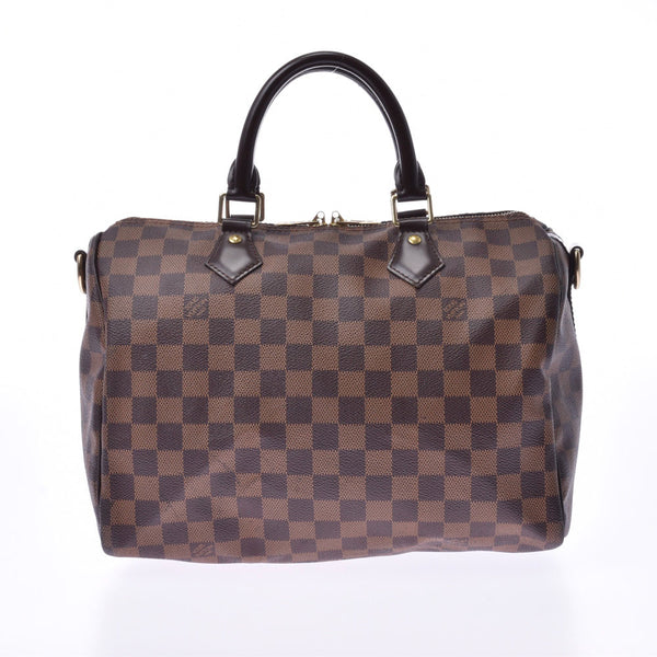 LOUIS VUITTON路易威登Damier Speedy Band Lierre 30棕色N41367男女皆宜的Damier帆布手提包AB等级二手Ginzo