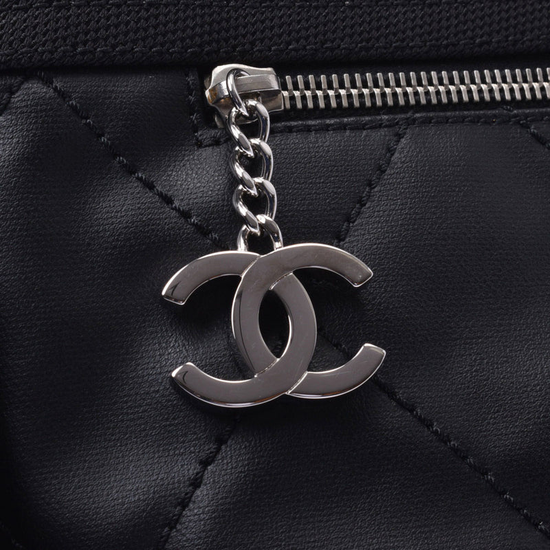 CHANEL Chanel Paris Biarritz Thoth GM black Lady's calf / canvas tote bag A rank used silver storehouse