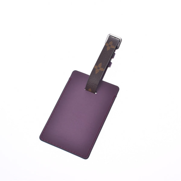 路易威登（Louis Vuitton）路易威登（Louis Vuitton）字母组合图案端口地址名称标签紫色/棕色男女皆宜的字母组合帆布皮革钥匙扣未使用的Ginzo