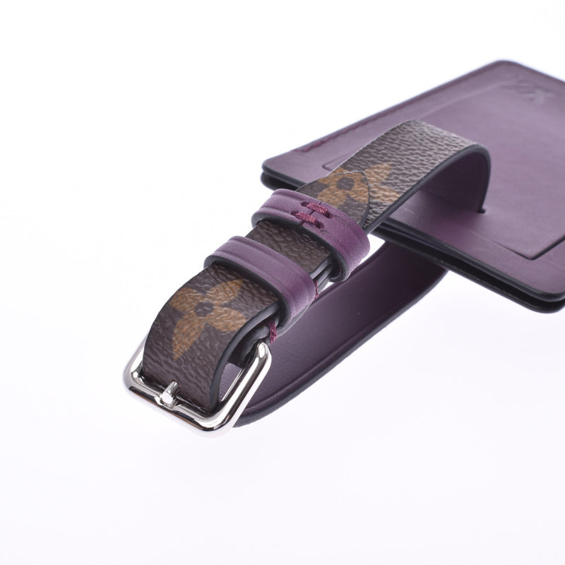 路易威登（Louis Vuitton）路易威登（Louis Vuitton）字母组合图案端口地址名称标签紫色/棕色男女皆宜的字母组合帆布皮革钥匙扣未使用的Ginzo