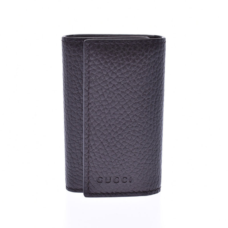 Six GUCCI Gucci key case outlet dark brown 150402 unisex calf key case-free silver storehouse
