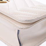 GUCCI Gucci GG Marmont mini chain shoulder bag white gold metal fittings 488426 Ladies calf shoulder bag B rank used Ginzo
