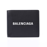 BALENCIAGA 巴伦西亚加埃布里迪双折叠钱包 黑色 / 白色 中性小牛卡双折钱包 A 级二手银藏