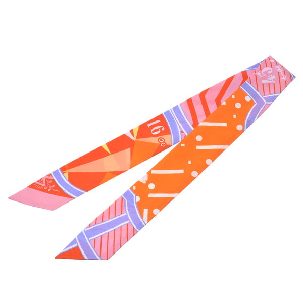 HERMES エルメスツイリー new tag silk game /JEU DE SOIE UNIFORME. 100% of orange / purple / pink system Lady's silk scarves-free silver storehouse