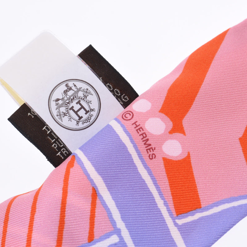 HERMES エルメスツイリー new tag silk game /JEU DE SOIE UNIFORME. 100% of orange / purple / pink system Lady's silk scarves-free silver storehouse