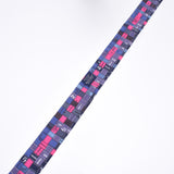HERMES Twilly Ribbon Pattern Blue/Pink/Grey Ladies 100% Silk Scarf Unused Ginzo