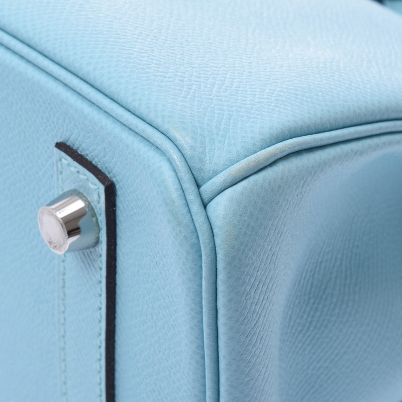 HERMES Hermes Birkin 30 Blue Atour Palladium Hardware T Engraved (around 2015) Ladies Vow Epson Handbag A Rank Used Ginzo