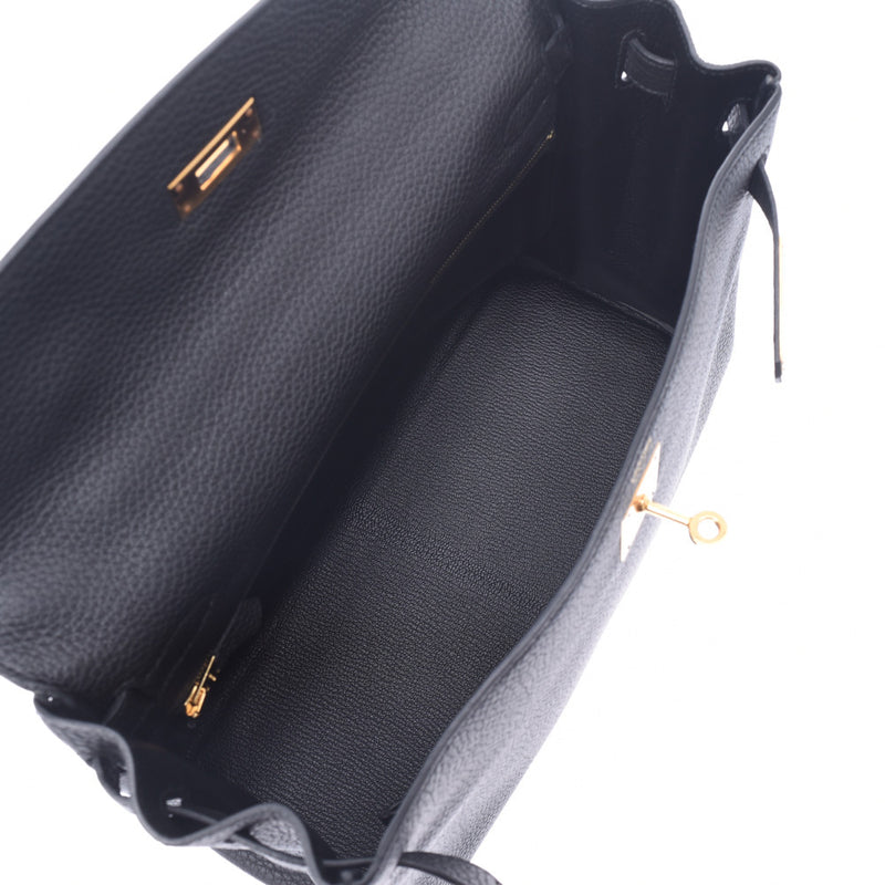 HERMES Hermes Kelly 32, 2WAY bag, black gold fittings, X-carved in. Ladies, traws, handbags, unused silver coins.