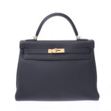 HERMES Hermes Kelly 32, 2WAY bag, black gold fittings, X-carved in. Ladies, traws, handbags, unused silver coins.