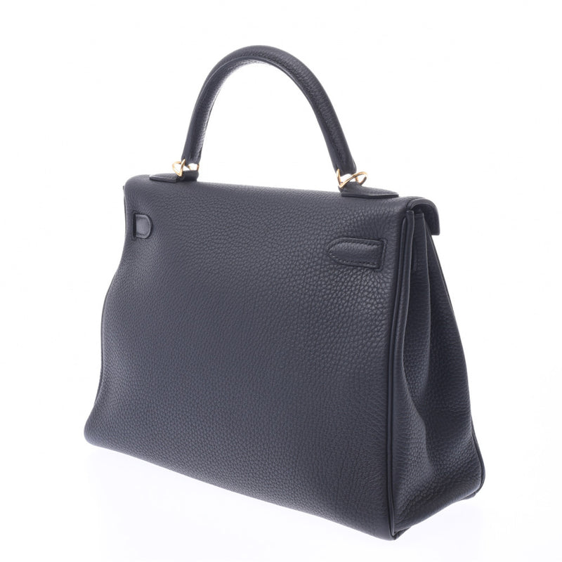 HERMES Hermes Kelly 32, 2WAY bag, black gold fittings, X-carved in. Ladies, traws, handbags, unused silver coins.