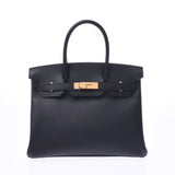 HERMES Birkin 30 black gold metal fitting D engraved (around 2019) Ladies Vow Epson handbag new silver