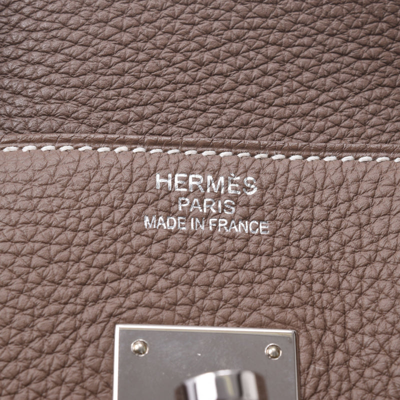 HERMES Hermes Burkin 35 Etupe Palladium Gold Inscription R(大约2014年)Unisex Togo Handbag AB Rank使用银器