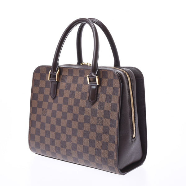 LOUIS VUITTON路易威登Damier Triana棕色N51155女士Damier帆布皮革手提包A级二手Ginzo