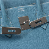 HERMES Birkin 30 Blue Gene Silver Hardware □I stamped (around 2005) Ladies Togo handbag B rank used silver warehouse