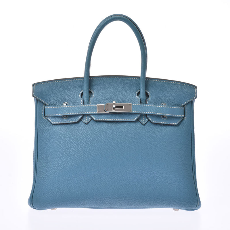 HERMES Birkin 30 Blue Gene Silver Hardware □I stamped (around 2005) Ladies Togo handbag B rank used silver warehouse