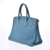 HERMES Birkin 30 Blue Gene Silver Hardware □I stamped (around 2005) Ladies Togo handbag B rank used silver warehouse