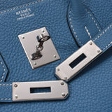 HERMES Hermes Birkin 30 blue Gene silver metal fittings □ I carved seal (about 2005) Lady's avian Yong Clement's handbag A rank used silver storehouse