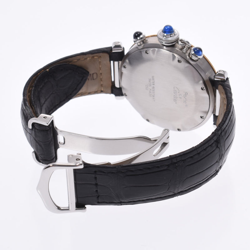 CARTIER Pasha Chrono W3101155 Men's YG/SS/Leather Watch Quartz Champagne Dial AB Rank Used Ginzo