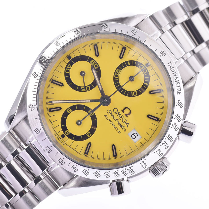 OMEGA omega speed master Schumacher 1st 3511.12 men's SS watch rolling by hand yellow clockface AB rank used silver storehouse