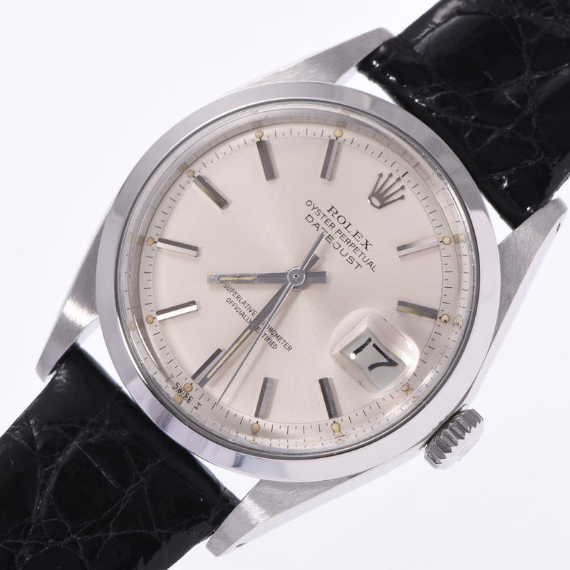 ROLEX Rolex Datejust Antique 1600 Boys SS/Leather Watch Automatic Winding Silver Dial A Rank Used Ginzo