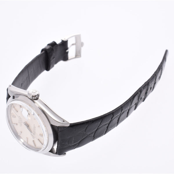 ROLEX ロレックス デイトジャスト アンティーク 1600 ボーイズ SS/革 腕時計 自動巻き シルバー文字盤 Aランク 中古 銀蔵